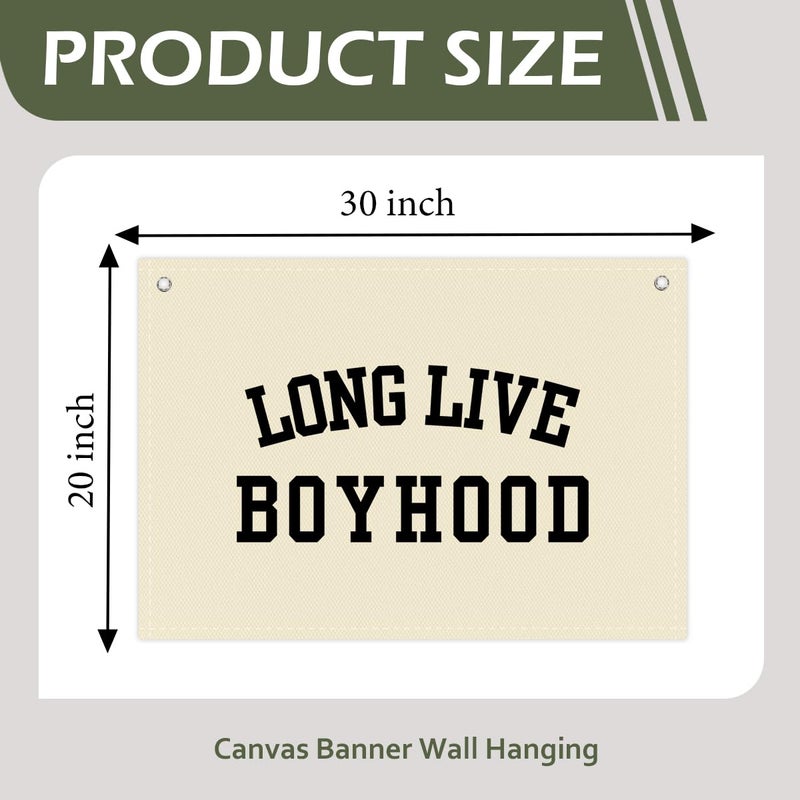 BONETAT Long Live Boyhood Boys Room Decor - Linen Nursery Banner for Toddler Room Decoration, Farmhouse Kids Wall Hanging, Canvas Banner Flag for Baby Shower, Birthday Gift - A15 - Image 2