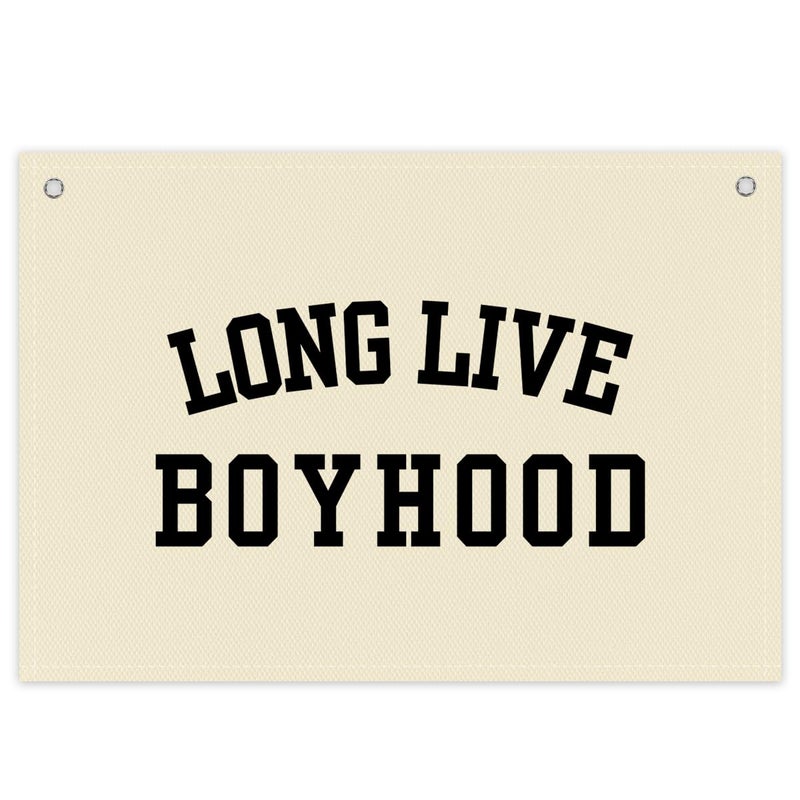 BONETAT Long Live Boyhood Boys Room Decor - Linen Nursery Banner for Toddler Room Decoration, Farmhouse Kids Wall Hanging, Canvas Banner Flag for Baby Shower, Birthday Gift - A15 - Image 1
