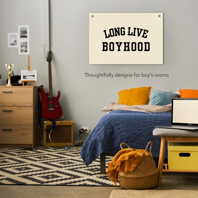 BONETAT Long Live Boyhood Boys Room Decor - Linen Nursery Banner for Toddler Room Decoration, Farmhouse Kids Wall Hanging, Canvas Banner Flag for Baby Shower, Birthday Gift - A15 - Image 5