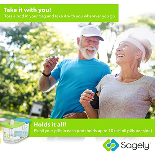 Sagely Smart XL Weekly Pill Organizer - Sleek AM/PM Twice a Day Pill Box with Free Smartphone Reminder App and 7 Day Travel Containers (Large Enough to Fit Fish Oil and Vitamin D Supplements) - Image 5