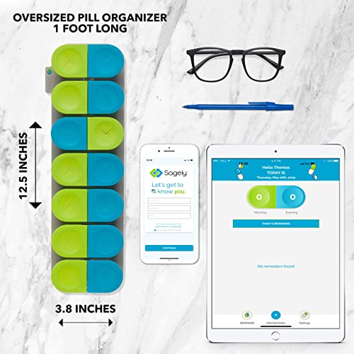 Sagely Smart XL Weekly Pill Organizer - Sleek AM/PM Twice a Day Pill Box with Free Smartphone Reminder App and 7 Day Travel Containers (Large Enough to Fit Fish Oil and Vitamin D Supplements) - Image 3