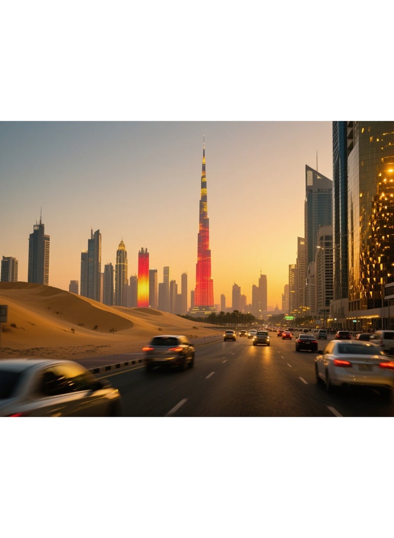 1000 قطعة من الألغاز الترفيهية الملونة والزخرفية غير الرسمية من Dubai Dusk Skyline - Image 1