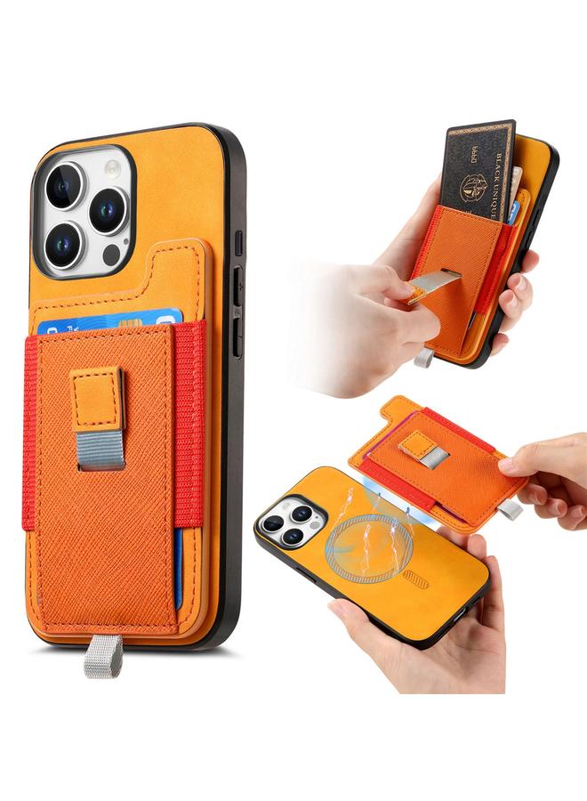 اس-توب جراب خلفي لهاتف iPhone 14 Pro Retro Magsafe Cross من الجلد مع حقيبة بطاقات قابلة للسحب - Image 1