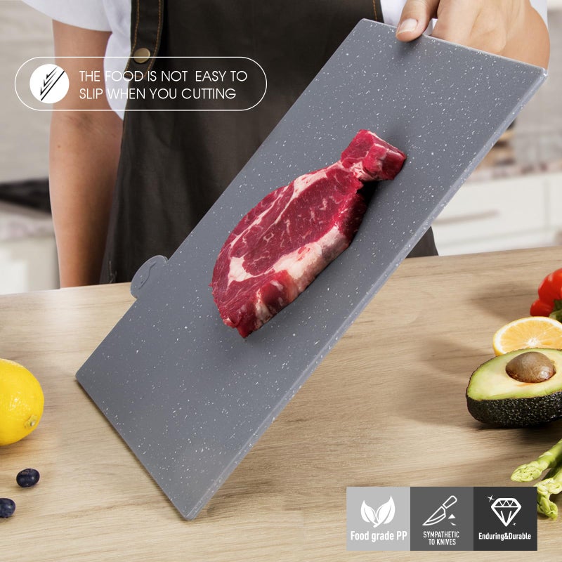 Masthome Index Chopping Board Set, 4-Pieces Plastic Cutting Boards with Food Icons and Storage Stand, BPA Free, Dishwasher Safe, Professional Chopping Board Set for Kitchen - Image 4