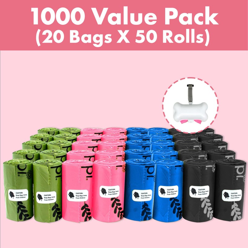 GORILLA SUPPLY 1000 multicolor poop bags for dogs with Dispenser and Leash Tie, 9" x 13", Mixed - Image 2