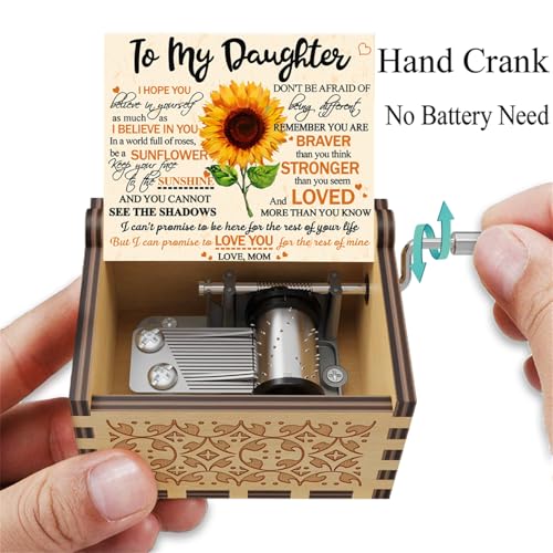 BOOB Sunflower Wooden Engraved Colorful Music Box You are My Sunshine Laser Wood Musical Box Gifts from Mom to Daughter for Birthday/Christmas/Valentine's Day/Thanksgiving Day - Image 2