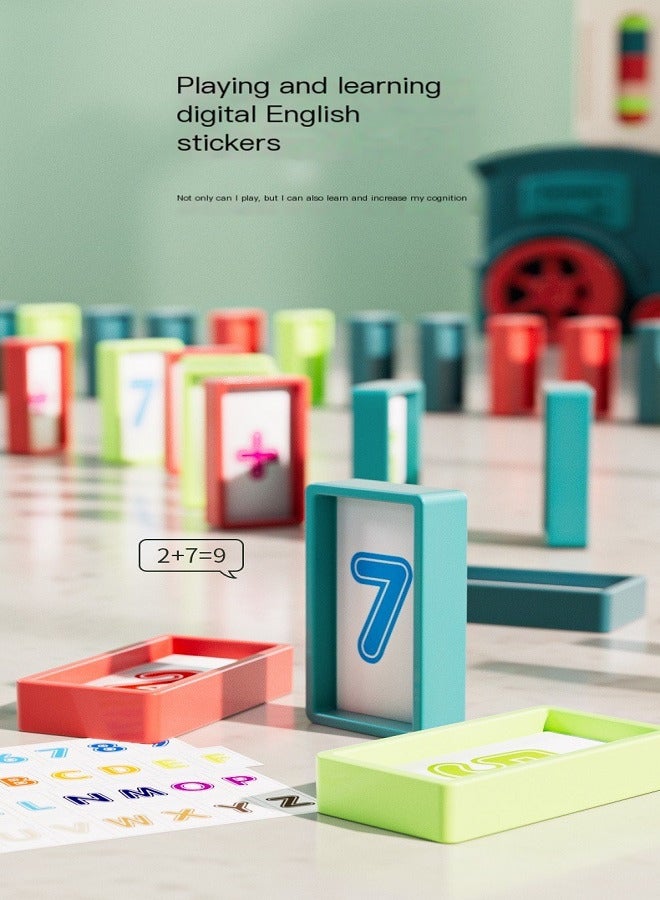 Children's toy dominoes train electric small train automatic card throwing toy with adjustable direction, 60 colored squares and simulated train sound suitable for boys and girls  - Image 4