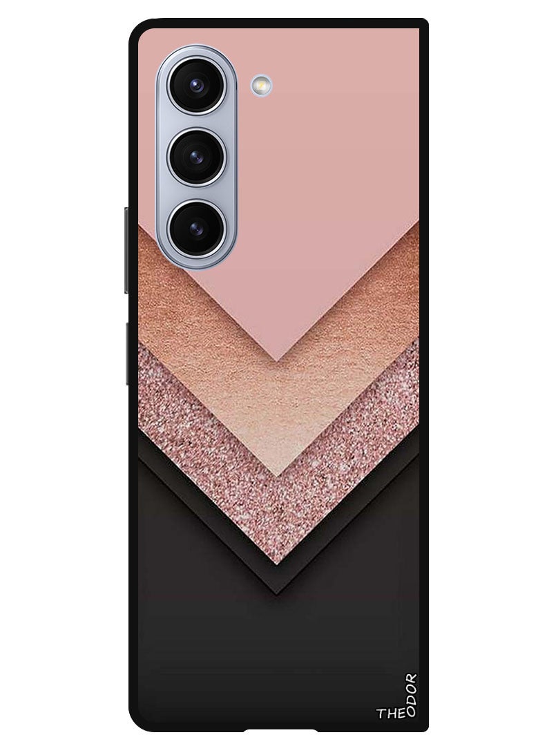 Theodor Protective Case Anti Scratch Shock Proof Bumper Cover For Samsung Galaxy Z Fold 6 Black Golden & Pink - Image 1