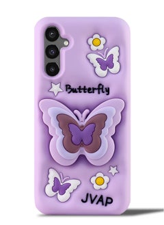 Generic Butterfly Phone Case Compatible with Samsung Galaxy A14 Cute 3D Korea Dopamine Butterfly Case with Butterfly Telescopic Hold Stand Shockproof Silicone Soft Case (Light Purple)  - Image 1