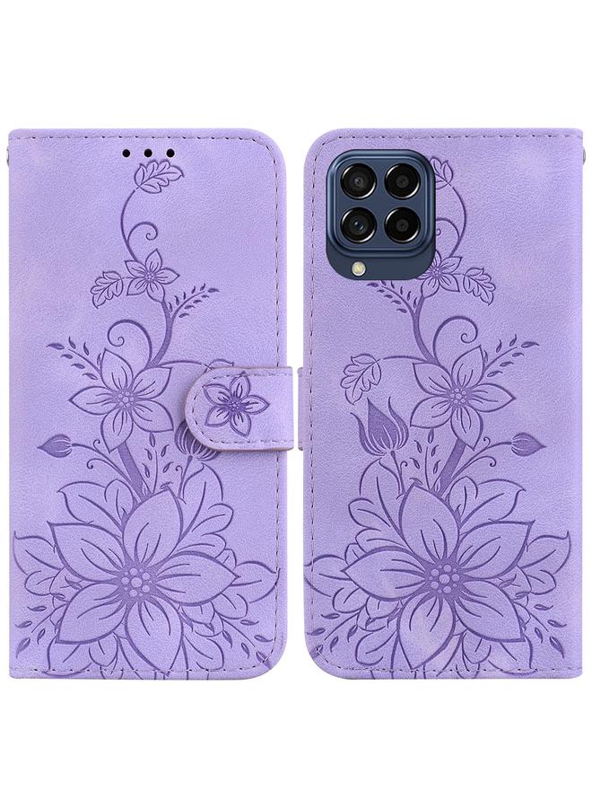 اس-توب جراب لهاتف Samsung Galaxy M53 5G جراب هاتف جلدي منقوش بزهرة الزنبق - Image 1