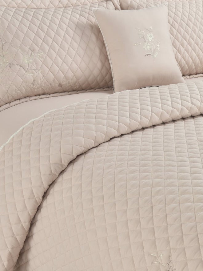 VALENTINI 4-Piece Embroidery Bedspread Twin Set, Beige - Image 3