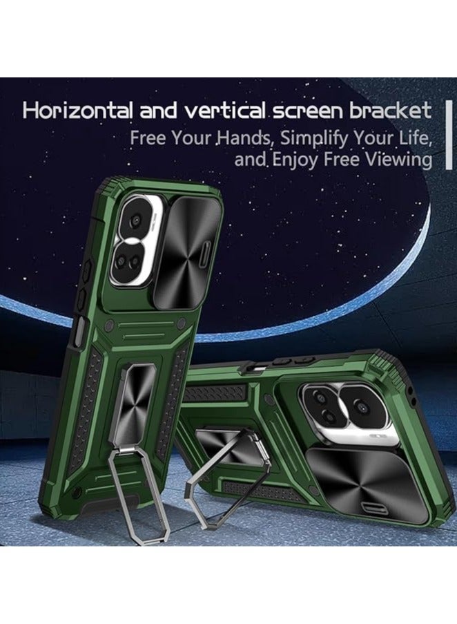 General Huawei Honor 90 Lite Compatible Case with Sliding Camera Cover, Metal Ring Shock Resistance with Military-Grade Stand, Honor 90 Lite Heavy Duty Hard Polycarbonate Case  - Image 3