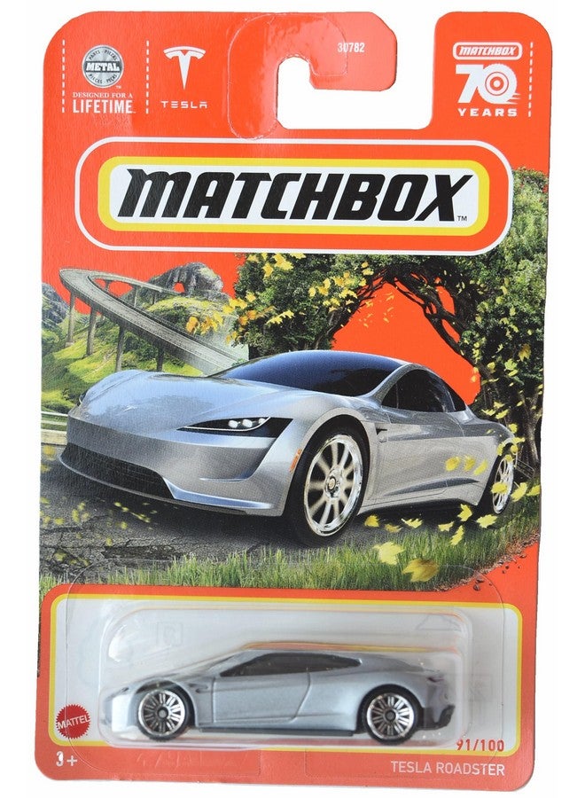 MATCHBOX سيارة تسلا رودستر من ماتش بوكس، فضية 91/100