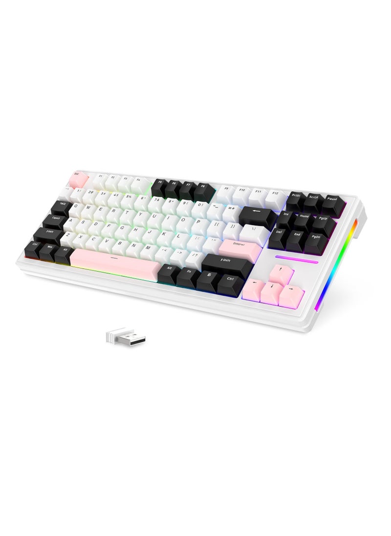 Attack Shark Attack Shark M87 Mechanical Gaming Keyboard RGB Backlit Compact Hot-Swappable Programmable USB-C/Bluetooth/2.4GHz Rechargeable Office Keyboard for Win/MAC  - Image 1