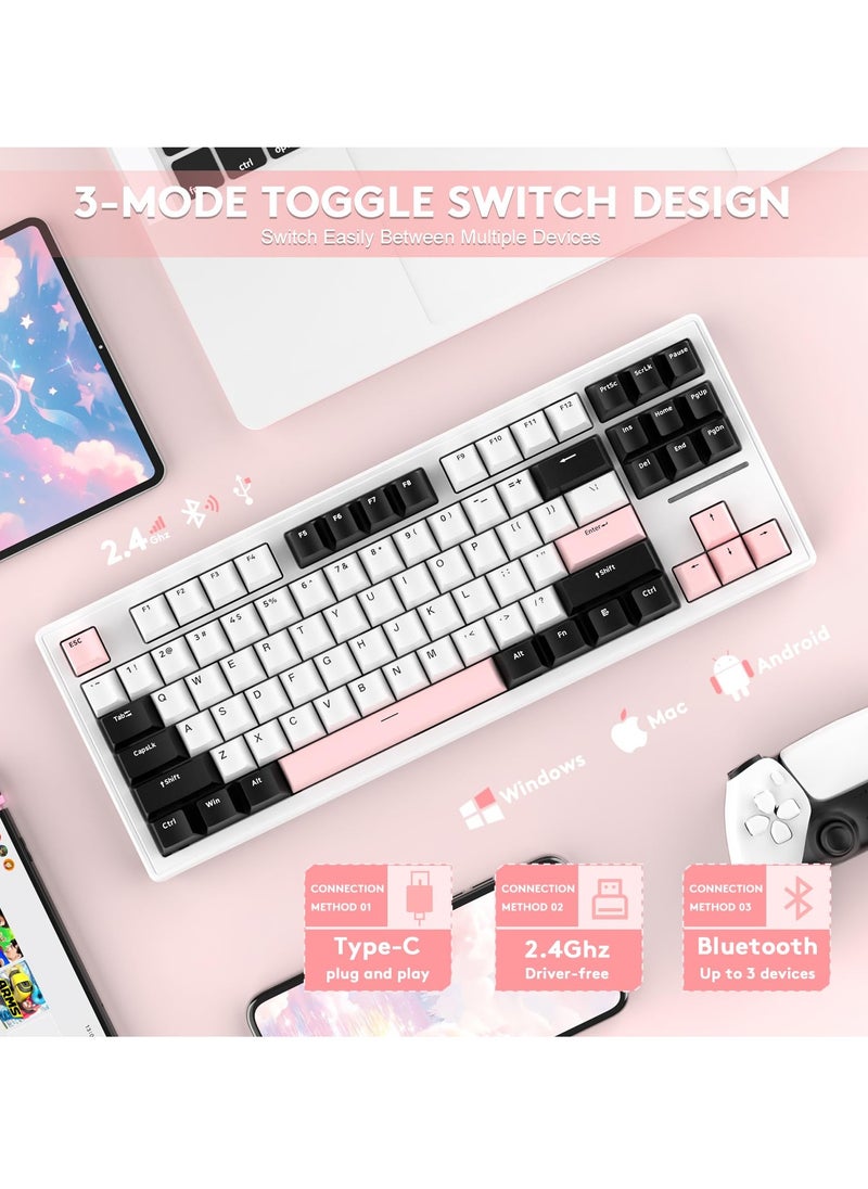 Attack Shark Attack Shark M87 Mechanical Gaming Keyboard RGB Backlit Compact Hot-Swappable Programmable USB-C/Bluetooth/2.4GHz Rechargeable Office Keyboard for Win/MAC  - Image 2