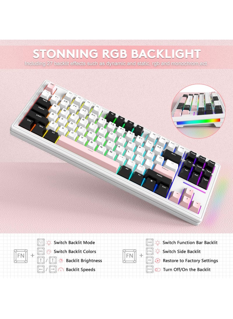 Attack Shark Attack Shark M87 Mechanical Gaming Keyboard RGB Backlit Compact Hot-Swappable Programmable USB-C/Bluetooth/2.4GHz Rechargeable Office Keyboard for Win/MAC  - Image 4
