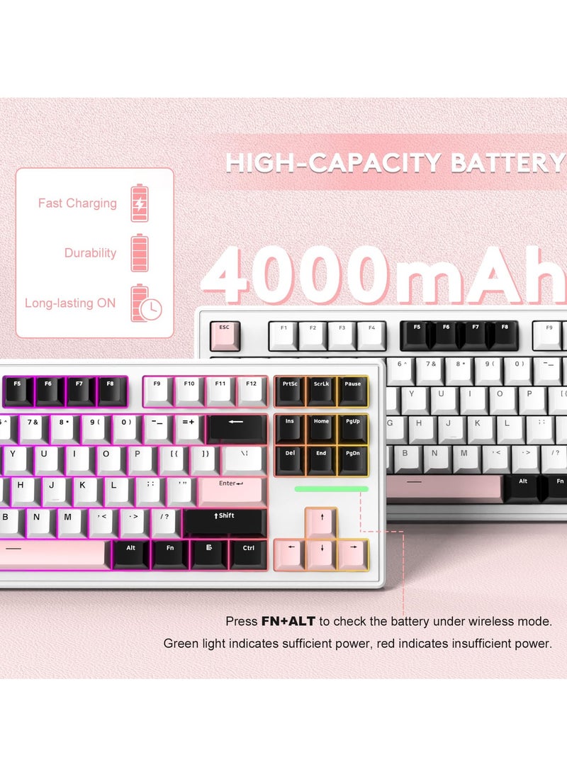 Attack Shark Attack Shark M87 Mechanical Gaming Keyboard RGB Backlit Compact Hot-Swappable Programmable USB-C/Bluetooth/2.4GHz Rechargeable Office Keyboard for Win/MAC  - Image 5