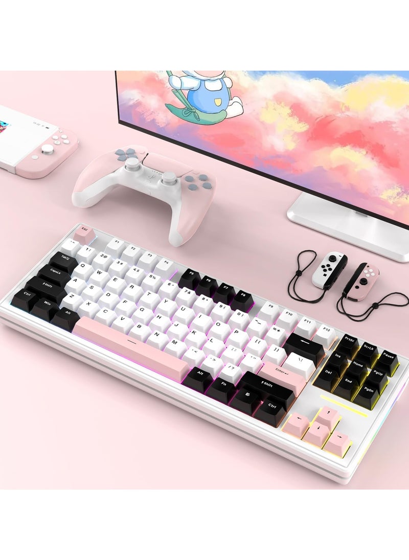 Attack Shark - Attack Shark M87 Mechanical Gaming Keyboard RGB Backlit Compact Hot-Swappable Programmable USB-C/Bluetooth/2.4GHz Rechargeable Office Keyboard for Win/MAC - Image 1