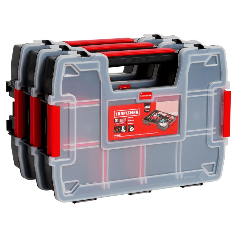 CRAFTSMAN Storage Organizer, Small Parts Organizer, 3-Packs with 10-Compartments, Lid Includes Secure Latch (CMST60964M) - Image 1