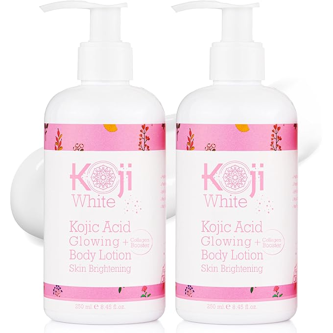 koji white Kojic Acid & Collagen Body Lotion, Women Gifts Set for Skin Brightening, Moisturizer & Radiant Complexion, Uneven Skin Tone - Vegan, Not Tested on Animals, 8.45 Fl Oz (2 Packs) - Image 1