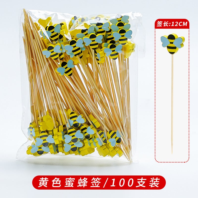 Bamboo Fruit Skewers Artistic Picks Cocktail Sticks Bee
