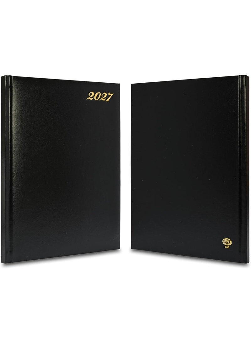 FIS 2027 Executive Diary, Size 210x260mm, Hard Cover Vinyl, 1 Side Padded, 1 Week at a Glance Format, English/French, 70gsm White Paper, Black Cover-FSDI34E27BK - Image 4