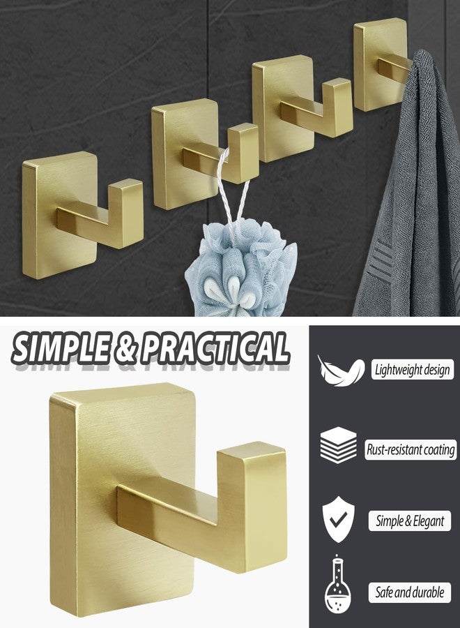 Rierdge 2 Pack Gold Towel Hook, Square Robe Hook for Bathrooms & Kitchen, Heavy Duty - Stainless Steel Towel Hooks for Bathroom Wall Mounted - Image 3