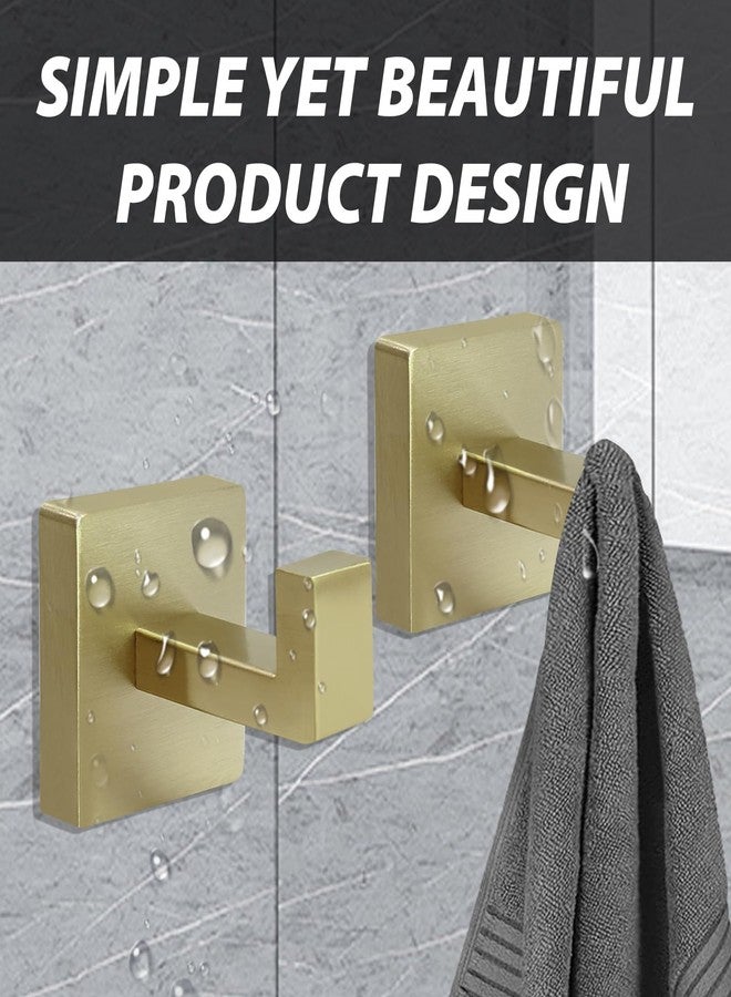 Rierdge 2 Pack Gold Towel Hook, Square Robe Hook for Bathrooms & Kitchen, Heavy Duty - Stainless Steel Towel Hooks for Bathroom Wall Mounted - Image 2