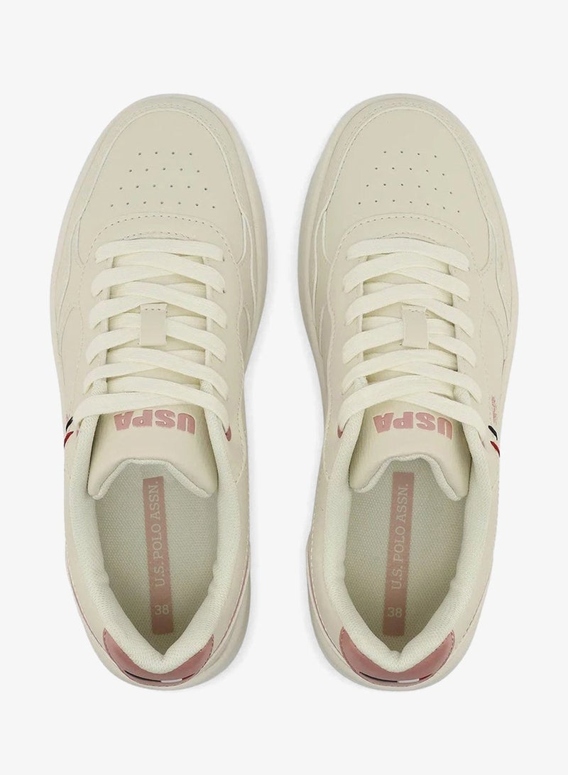 U.S. Polo Assn. Women’s COSMOS GLB 6FX Sneakers – Beige Casual Lace-Up Shoes with Pink Accents | Lightweight Everyday Comfort Fashion Trainers - Image 1