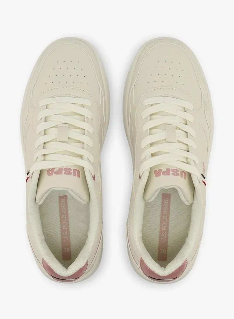 U.S. Polo Assn. beige U.S. Polo Assn. Women’s COSMOS GLB 6FX Sneakers – Beige Casual Lace-Up Shoes with Pink Accents | Lightweight Everyday Comfort Fashion Trainers for Women | Best Price UAE