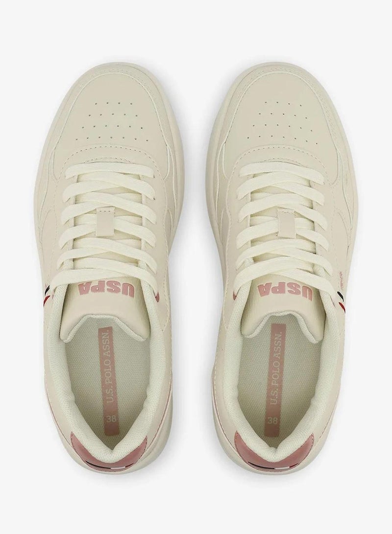 U.S. Polo Assn. Women’s COSMOS GLB 6FX Sneakers – Beige Casual Lace-Up Shoes with Pink Accents | Lightweight Everyday Comfort Fashion Trainers - Image 4