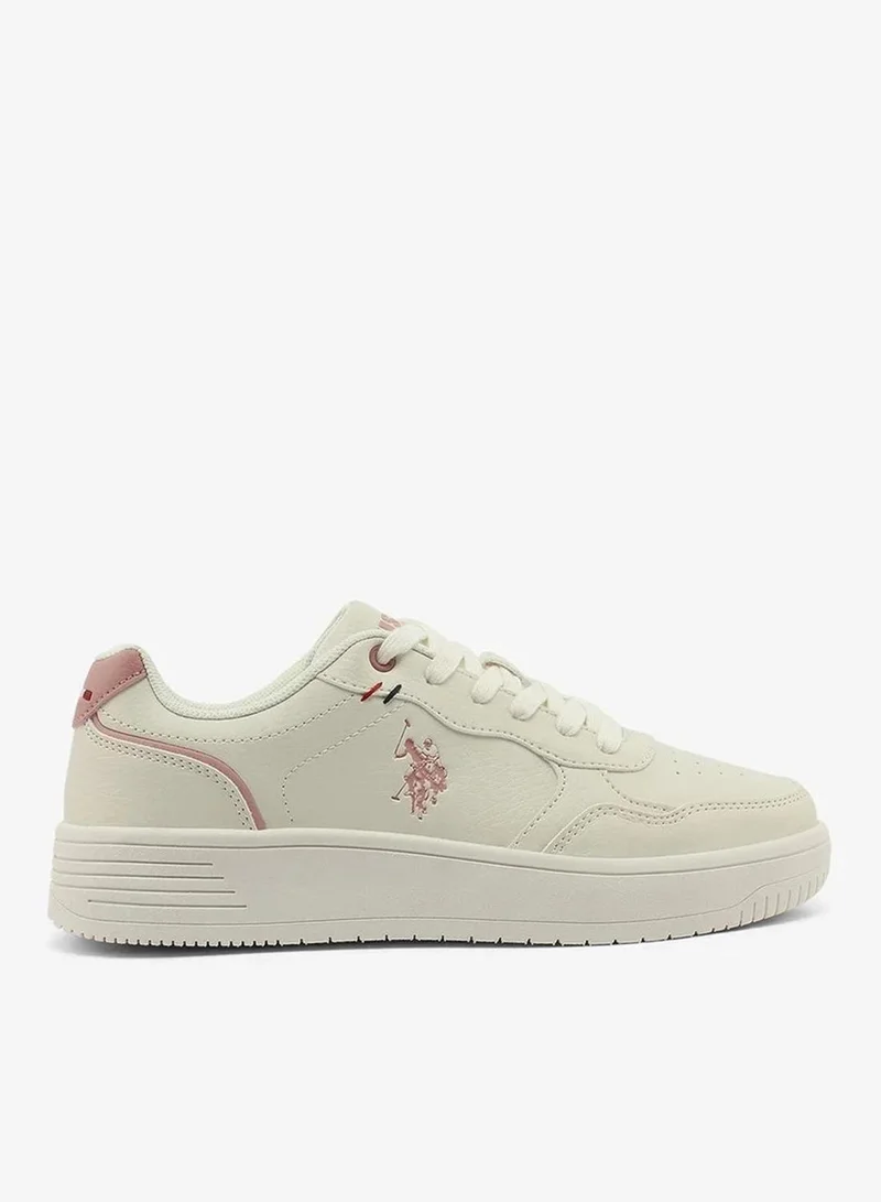 U.S. Polo Assn. beige U.S. Polo Assn. Women’s COSMOS GLB 6FX Sneakers – Beige Casual Lace-Up Shoes with Pink Accents | Lightweight Everyday Comfort Fashion Trainers for Women | Best Price UAE