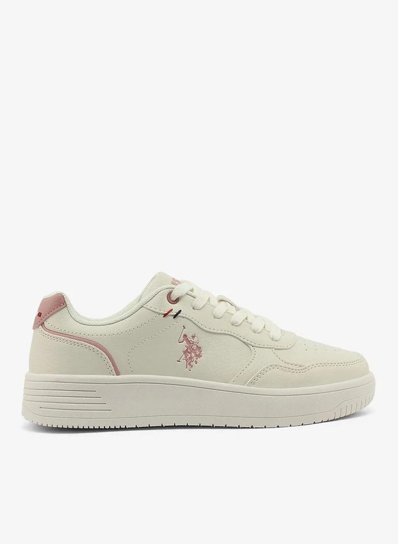 U.S. Polo Assn. Women’s COSMOS GLB 6FX Sneakers – Beige Casual Lace-Up Shoes with Pink Accents | Lightweight Everyday Comfort Fashion Trainers - Image 2