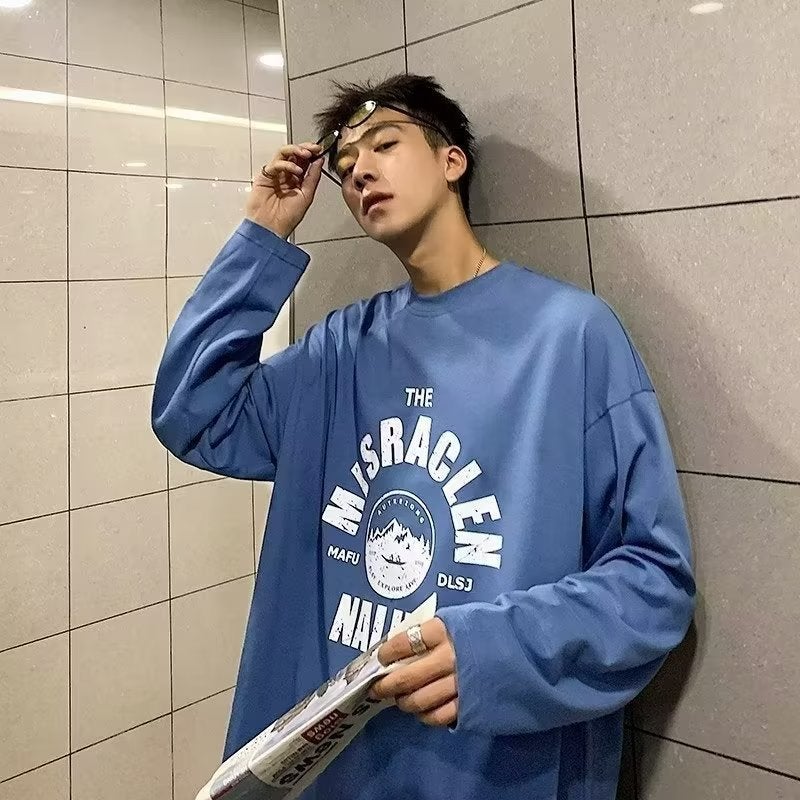 Long sleeve T-shirt men's autumn new printed couple bottoming shirt T-shirt trendy ins versatile loose casual top - Image 4