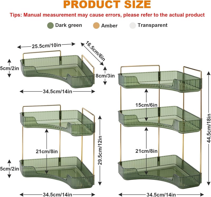 SHANNA Square Make Up Cosmetic Organiser: Adjustable Large Capacity Organiser for Lipsticks, Eyeshadow and Brushes, Storage Box for Dressing Table or Dresser (3 Tiers, Green-B) - Image 5