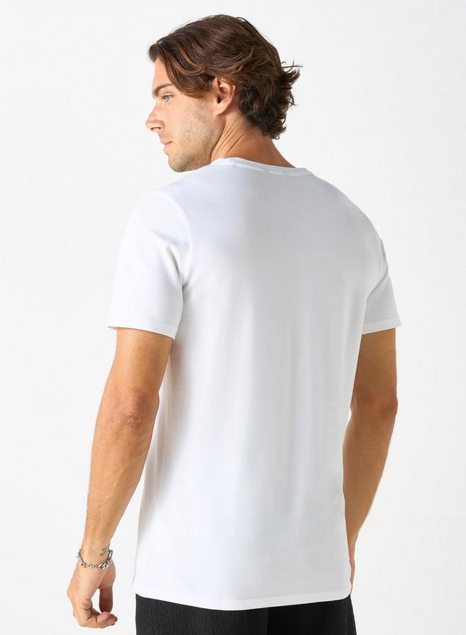 Iconic Typographic Print Crew Neck T-shirt with Short Sleeves - Image 3