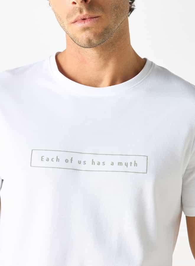 Iconic Typographic Print Crew Neck T-shirt with Short Sleeves - Image 4