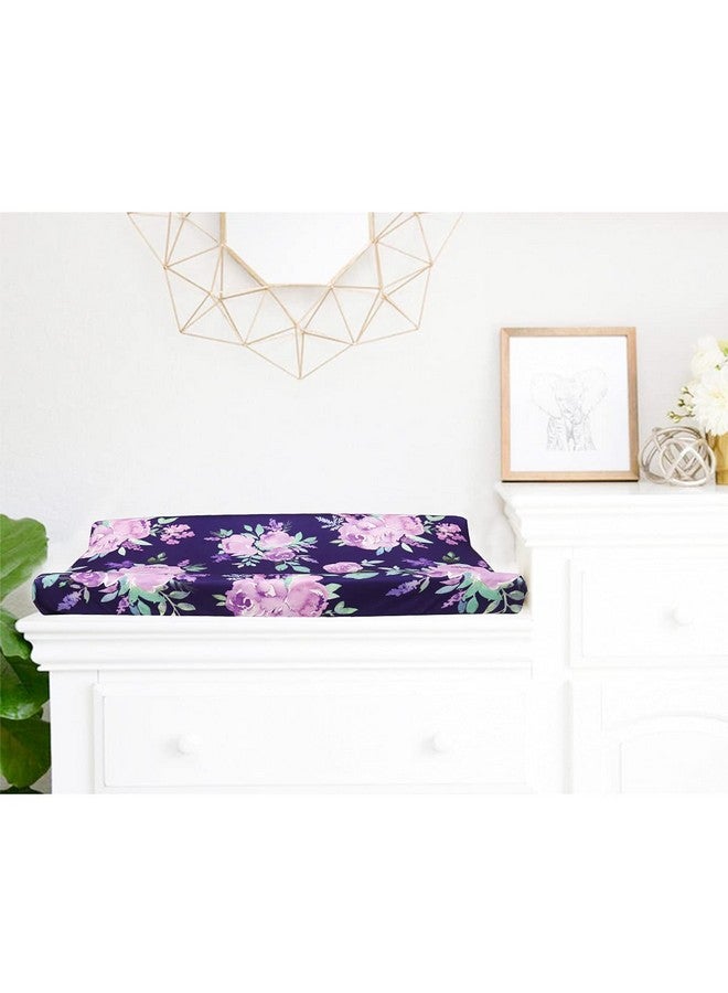 TANOFAR غطاء وسادة تغيير حفاضات زهور بنفسجية لحديثي الولادة الفتيات، ناعم وقابل للتنفس، ملاءات طاولة تغيير الأطفال - Image 2