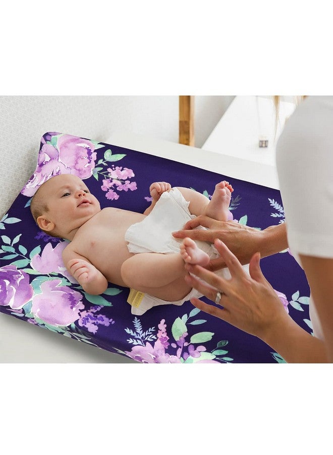 TANOFAR غطاء وسادة تغيير حفاضات زهور بنفسجية لحديثي الولادة الفتيات، ناعم وقابل للتنفس، ملاءات طاولة تغيير الأطفال - Image 5