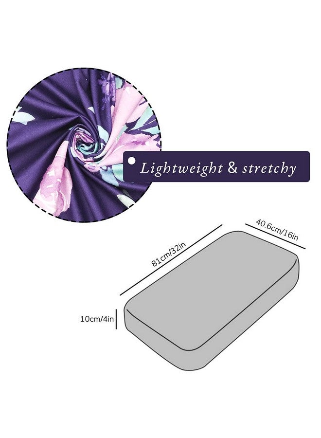 TANOFAR غطاء وسادة تغيير حفاضات زهور بنفسجية لحديثي الولادة الفتيات، ناعم وقابل للتنفس، ملاءات طاولة تغيير الأطفال - Image 4