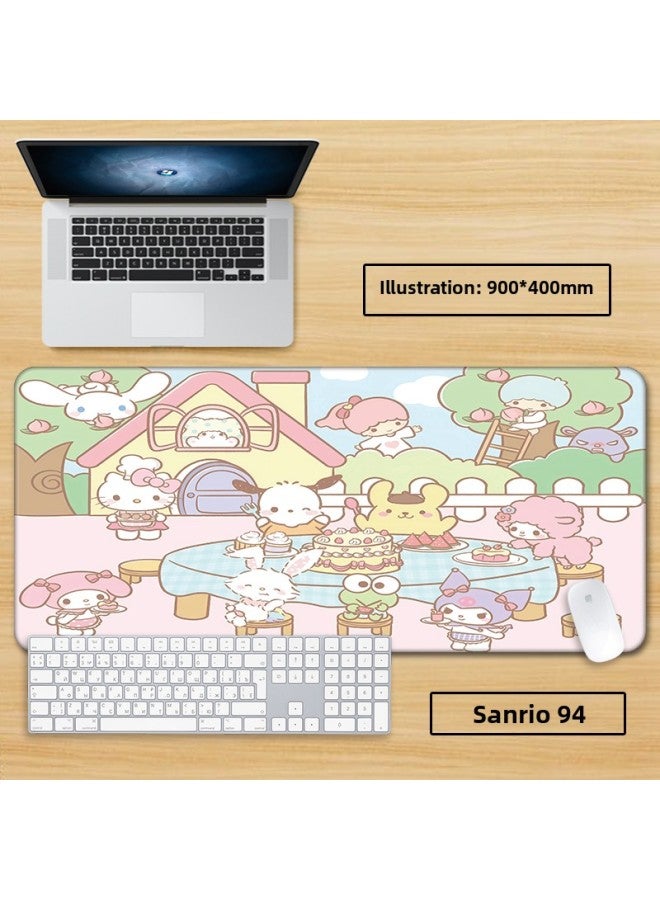 Unlocked Sanrio Mouse Pad Extra Large Girl Cute Cartoon Notebook Office Computer Keyboard Learning-Color:70x35cm Thickness 3mm-Pattern:Fluorescent Yellow Sanrio 94  - Image 1
