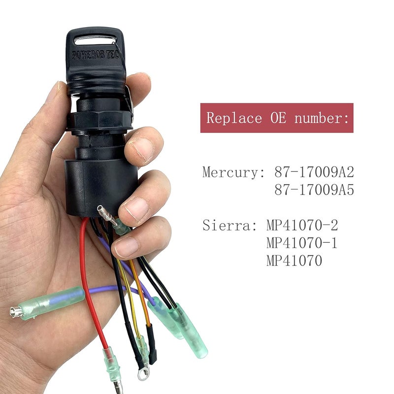 SKARUMMER Boat Ignition Switch with Key Replacement for Mercury Mariner Outboard Motor Control Box with 2 Keys 3 Position 6 Wire Connectors - Replace Mercury Ignition Switch 87-17009A2 87-17009A5 - Image 4