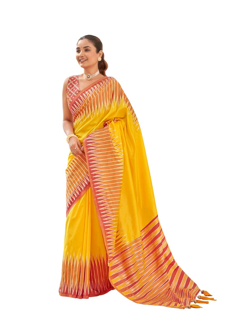 MANOHARI Women's Most Trendy Banarasi Soft Silk Woven Yellow Saree With Heavy Jacquard Work Saree With Blouse Piece_MN2002 - Image 1