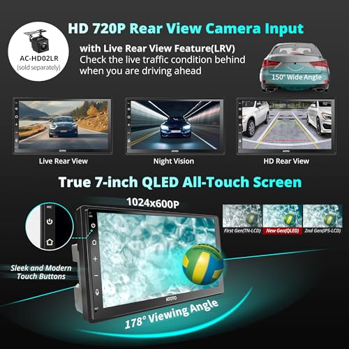 ATOTOZONE A6PF Plus 8-Core 4G+64G 7inch Android Double DIN Car Stereo, 4G LTE, Wireless CarPlay/Android Auto QLED Touch Screen, WiFi/BT/USB Tethering, Dual Bluetooth, 36-Band EQ, AI Chat, DSP/LRV/SWC - Image 5