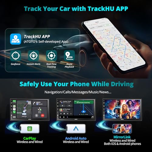 ATOTOZONE A6PF Plus 8-Core 4G+64G 7inch Android Double DIN Car Stereo, 4G LTE, Wireless CarPlay/Android Auto QLED Touch Screen, WiFi/BT/USB Tethering, Dual Bluetooth, 36-Band EQ, AI Chat, DSP/LRV/SWC - Image 4
