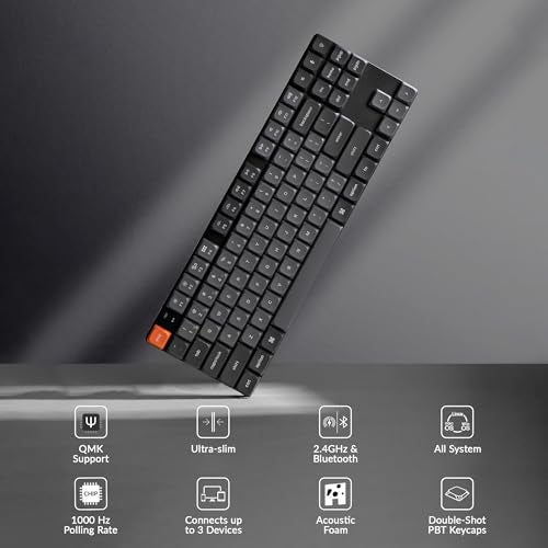 Keychron K1 Max Ultra-Slim Wireless Mechanical Keyboard, 80% TKL Layout Bluetooth/2.4 GHz/Wired Keyboard with Low-Profile Gateron Red Switch, Hot-Swappable, RGB Backlit QMK for Mac Windows Linux - Image 5