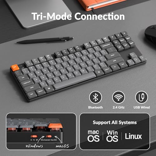 Keychron K1 Max Ultra-Slim Wireless Mechanical Keyboard, 80% TKL Layout Bluetooth/2.4 GHz/Wired Keyboard with Low-Profile Gateron Red Switch, Hot-Swappable, RGB Backlit QMK for Mac Windows Linux - Image 2