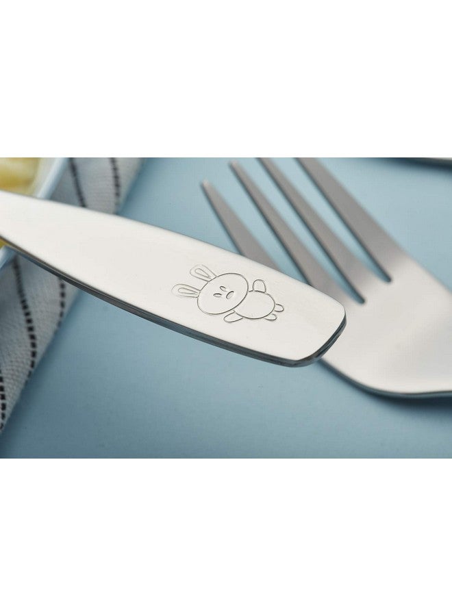 ANNOVA Kids Silverware Children's Safe Flatware Set Stainless Steel - Children Forks, Children Dinner Spoons, Toddler Utensils, Metal Cutlery Set for LunchBox (Engraved Dog Bunny) (Stainless Steel, 6) - Image 5