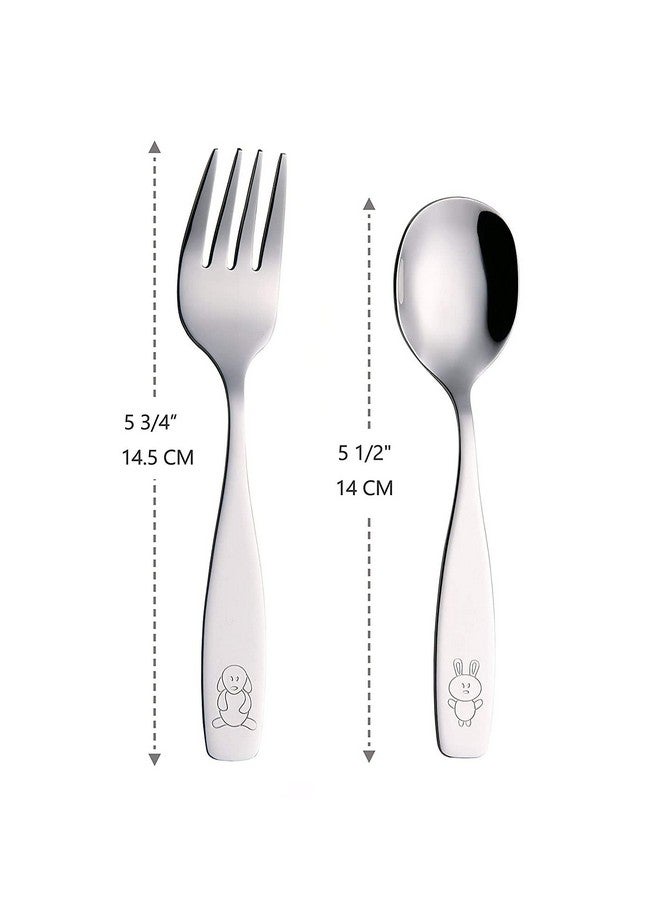 ANNOVA Kids Silverware Children's Safe Flatware Set Stainless Steel - Children Forks, Children Dinner Spoons, Toddler Utensils, Metal Cutlery Set for LunchBox (Engraved Dog Bunny) (Stainless Steel, 6) - Image 2