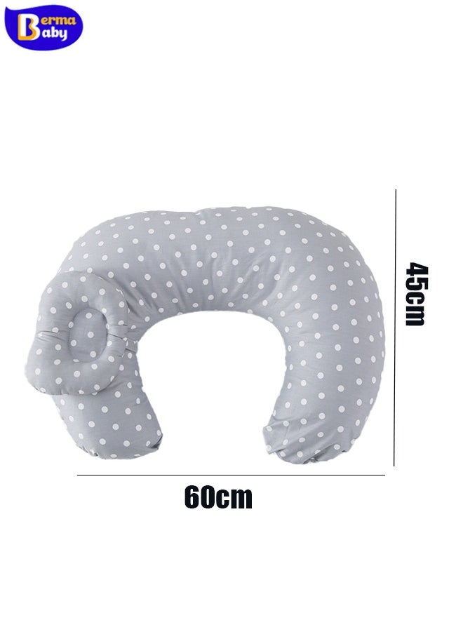 Berma Baby Baby nursing pillow, anti-spitting pillow, newborn learning nursing pillow, positioner, machine washable U-shaped nursing pillow, baby support pillow, adjustable nursing pillow (gray polka dots)  - Image 2